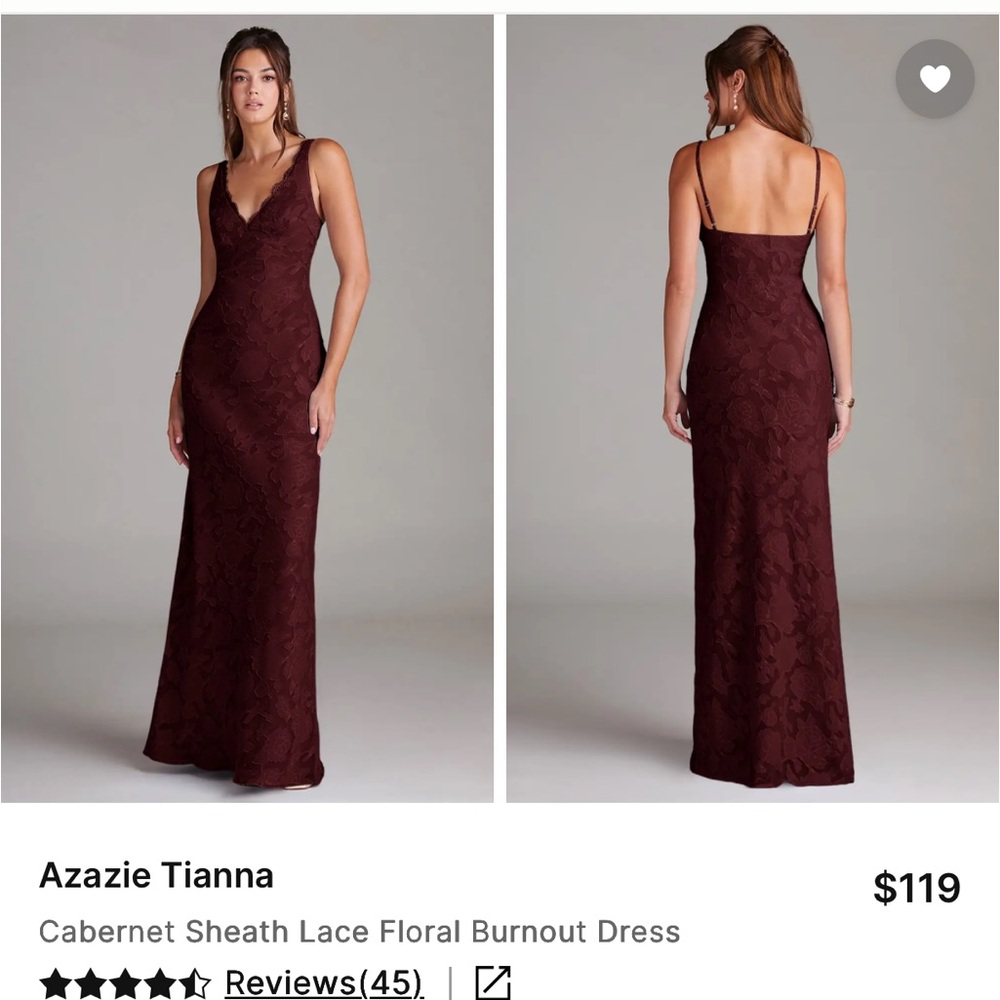 Azazie Tianna Cabernet Floral Burnout Dress
